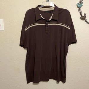Mens 2XX Axist short sleeve shirt. Brown with tan breast stripe.